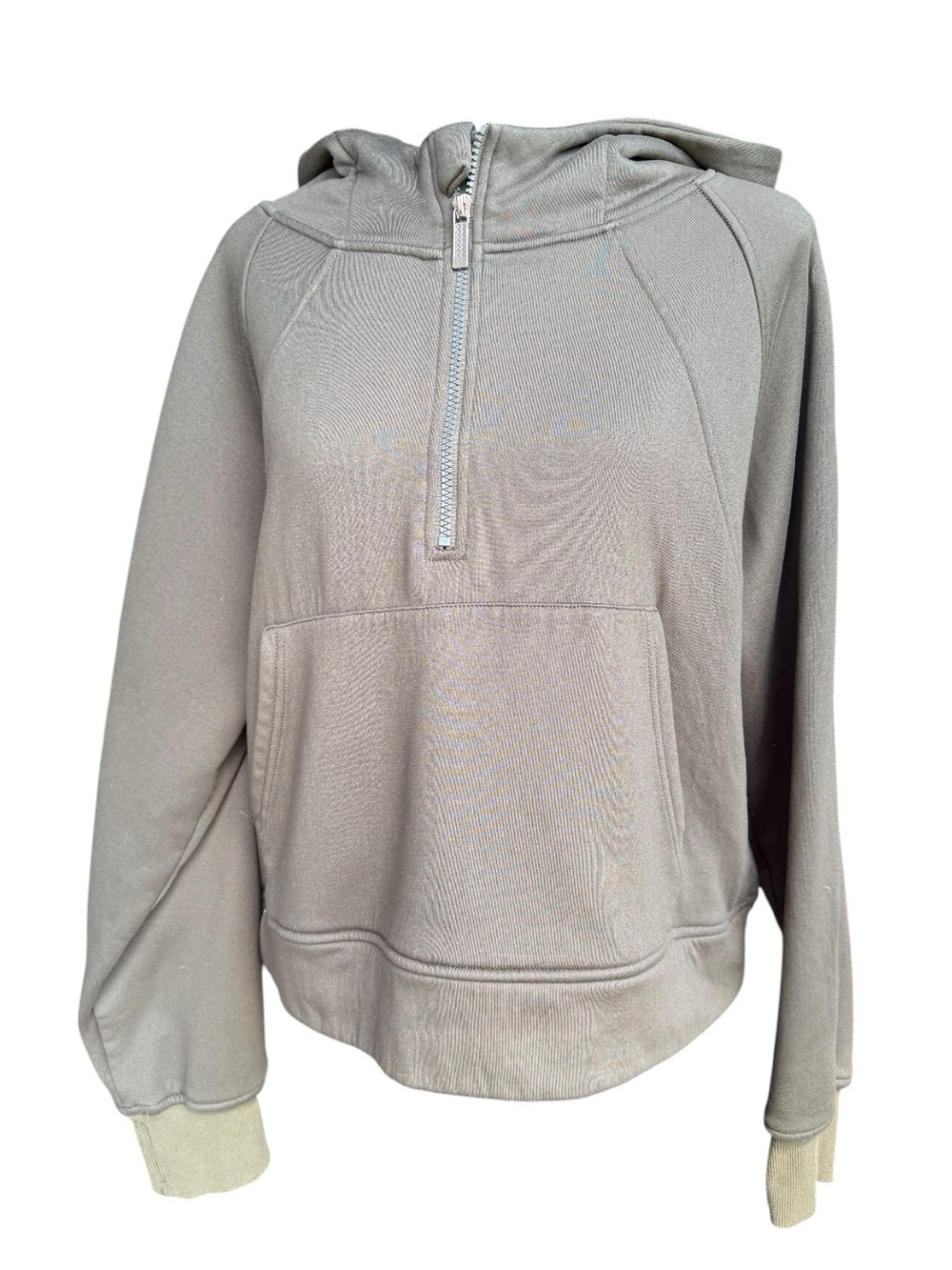 Half-Zip Hooded Pullover Sweatshirt Green Size Large